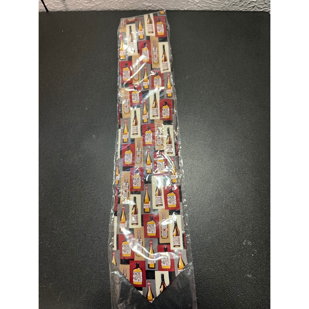 Kentucky Bourbon Circle Whiskey Bottle Novelty Tie Red Knob Creek Baker's Silk